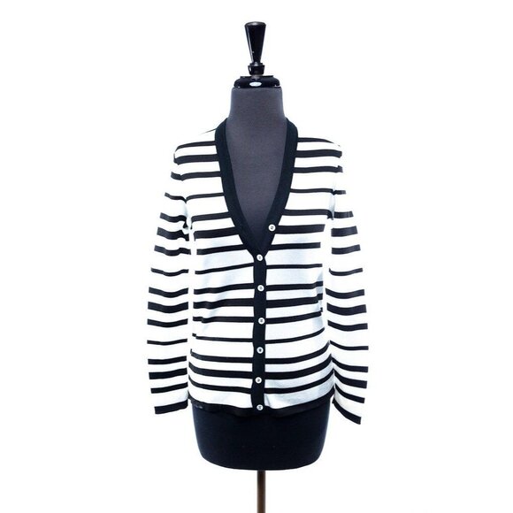 Vintage Women's Cardigan Ann Klein Saks Fifth Avenue Cardigan L Black & White - Picture 1 of 6